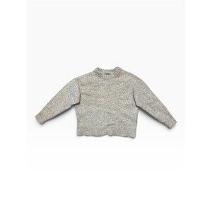 J.Crew Grey Orange Chunky Knit Sweater Womens L Cotton Wool Business Co338